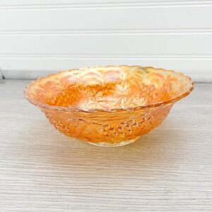 Vintage Marigold Iridescent Depression Glass Bowl – Ornate Orange
